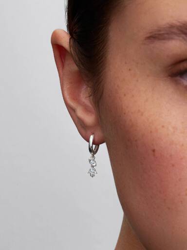 Pandora Talisman Sterling Silver Lab-Grown Diamond Evil Eye & Hamsa Hand Dangle Earrings
