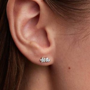 Pandora Talisman Sterling Silver Lab-Grown Diamond Heart & Star Stud Earrings