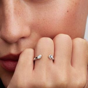 Pandora Talisman Sterling Silver Lab-Grown Diamond Evil Eye & Hamsa Hand Open Ring