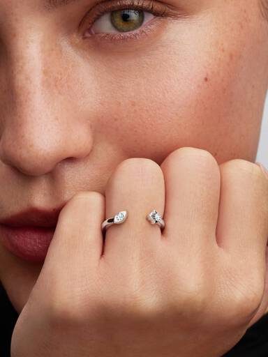 Pandora Talisman Sterling Silver Lab-Grown Diamond Evil Eye & Hamsa Hand Open Ring