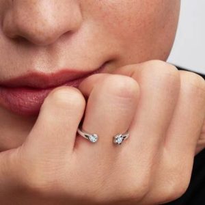 Pandora Talisman Sterling Silver Lab-Grown Diamond Heart & Star Open Ring