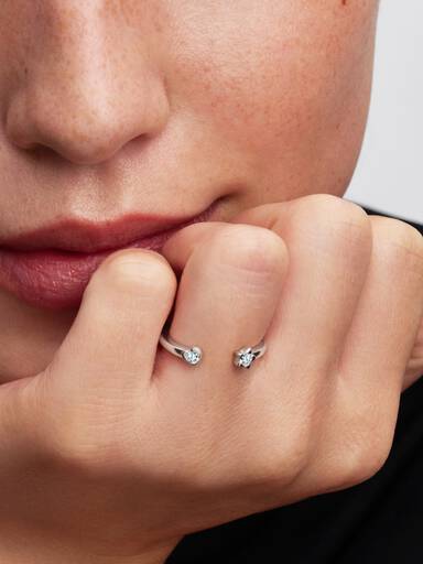 Pandora Talisman Sterling Silver Lab-Grown Diamond Heart & Star Open Ring