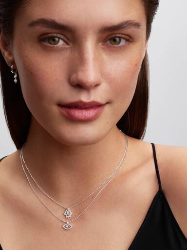 Pandora Talisman Sterling Silver Lab-Grown Diamond Evil Eye Pendant Necklace - Image 4