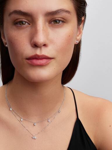Pandora Talisman Sterling Silver Lab-Grown Diamond Dangle Symbols Paperclip Chain Necklace - Image 4