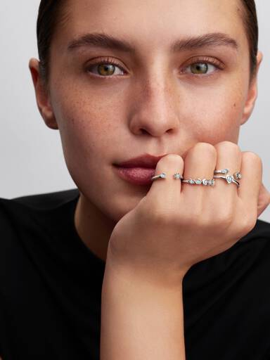 Pandora Talisman Sterling Silver Lab-Grown Diamond Evil Eye & Hamsa Hand Open Ring - Image 4
