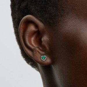 Elevated Green Heart Stud Earrings