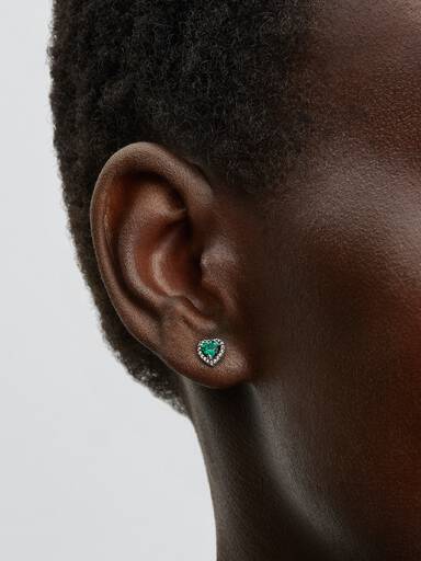 Elevated Green Heart Stud Earrings