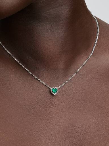 Elevated Green Heart Necklace