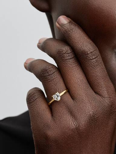 Sparkling Clear Heart Solitaire Ring