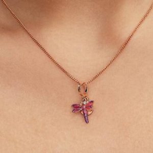 Pink Dragonfly Double Dangle Charm