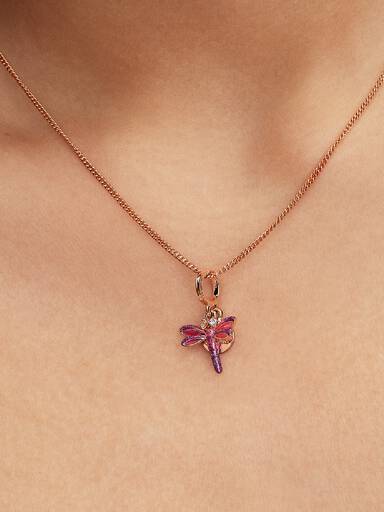 Pink Dragonfly Double Dangle Charm
