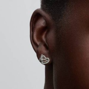 Entwined Heart & Butterfly Stud Earrings