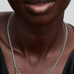 Pavé Clasp Foxtail Chain Charm Necklace