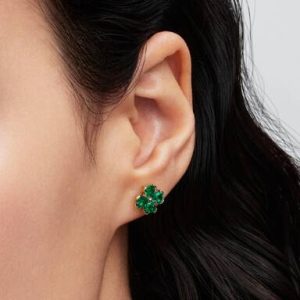 Green Lucky Clover Stud Earrings