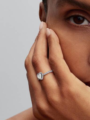 Elevated White Heart Ring