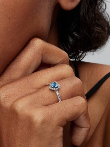 Elevated Light Blue Heart Ring