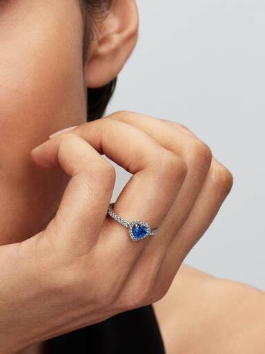 Elevated Princess Blue Heart Ring