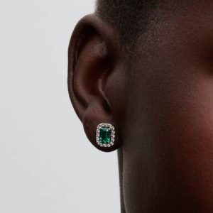 Sparkling Rectangular Stud Earrings