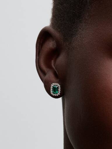 Sparkling Rectangular Stud Earrings