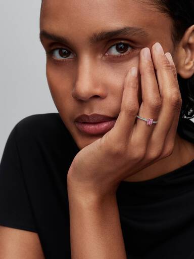 Sparkling Pink Flower Ring - Image 3