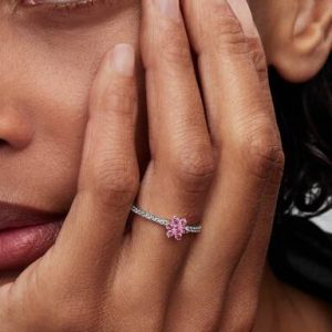 Sparkling Pink Flower Ring