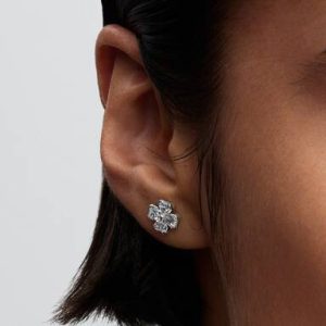 Sparkling Lucky Clover Stud Earrings