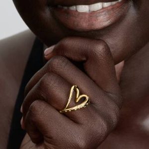 Organically Shaped Stone-Set Heart Ring