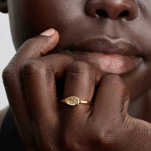 Small Stone-Set Oval Signet Ring