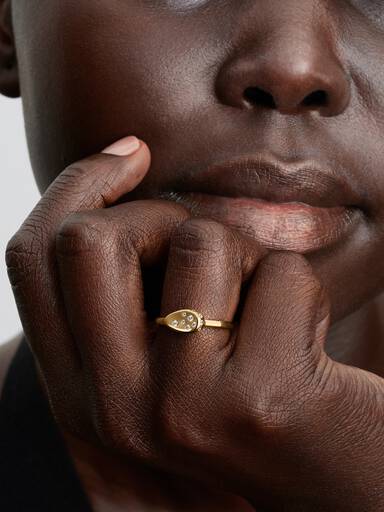 Small Stone-Set Oval Signet Ring