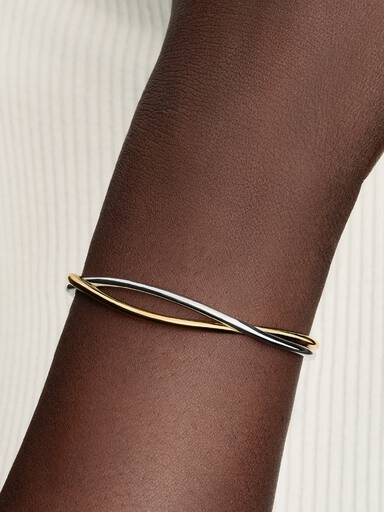 Entwined Two-Tone Open Bangle