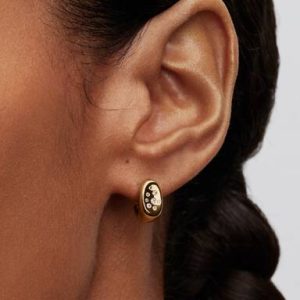 Organically Shaped Stone-Set Stud Earrings