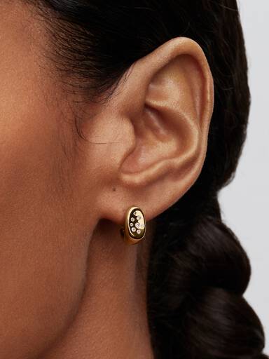Organically Shaped Stone-Set Stud Earrings
