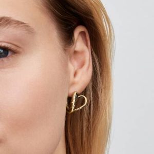 Organically Shaped Stone-Set Heart Hoop Earrings