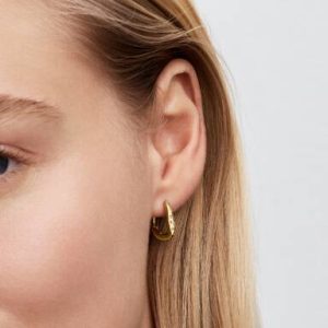Organically Shaped Stone-Set Hoop Earrings