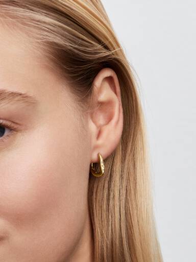 Organically Shaped Stone-Set Hoop Earrings