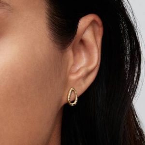 Organically Shaped Stone-Set Oval Stud Earrings