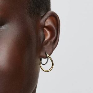 Organically Shaped Two-Tone Double Hoop Earrings