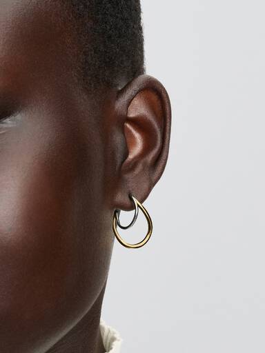 Organically Shaped Two-Tone Double Hoop Earrings