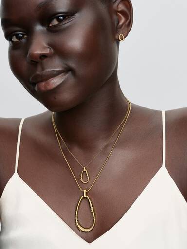 Organically Shaped Stone-Set Statement Pendant Necklace - Image 4