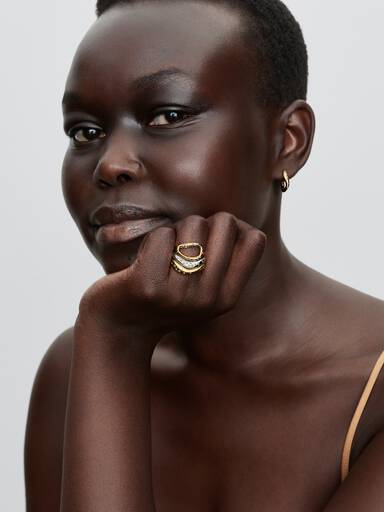 Organically Shaped Stone-Set Hoop Earrings - Image 3