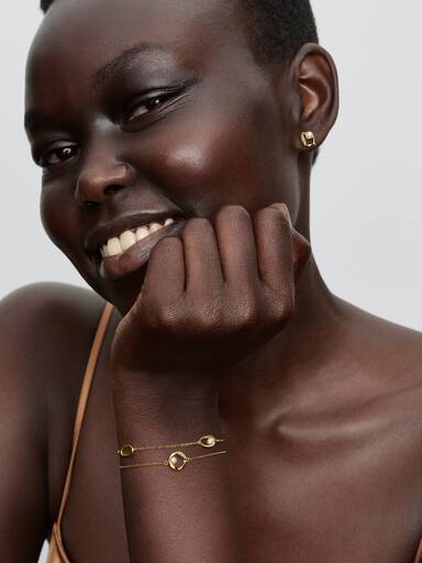 Organically Shaped Pavé Circle & Treated Freshwater Cultured Pearl Stud Earrings - Image 3