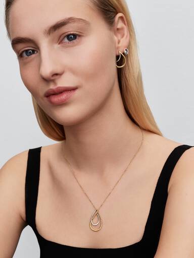 Organically Shaped Two-Tone Double Hoop Earrings - Image 3