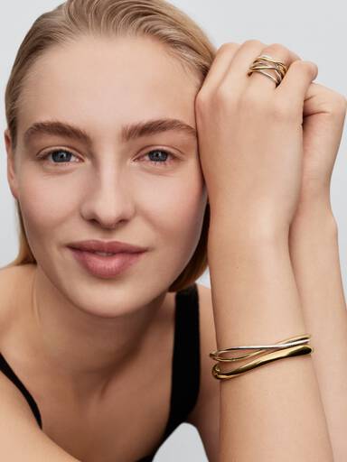 Entwined Two-Tone Open Bangle - Image 4