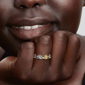 Sunflower Two-Tone Band Ring