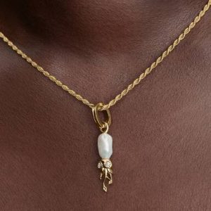 Treated Freshwater Cultured Baroque Pearl Squid Dangle Charm