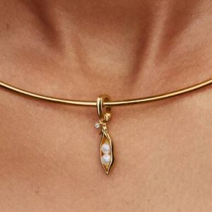 Treated Freshwater Cultured Baroque Pearl Peas in a Pod Dangle Charm