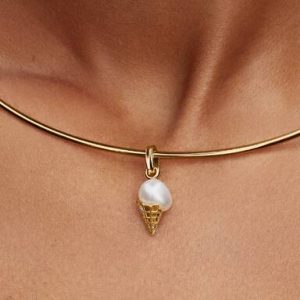 Treated Freshwater Cultured Baroque Pearl Ice Cream Dangle Charm