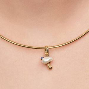 Treated Freshwater Cultured Baroque Pearl Mushroom Dangle Charm
