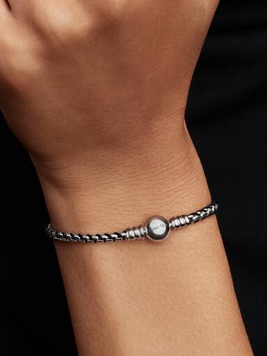 Black Cord Box Chain Bracelet