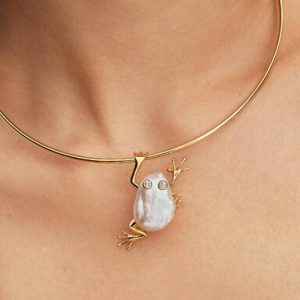 Treated Freshwater Cultured Baroque Pearl Oversized Frog Pendant